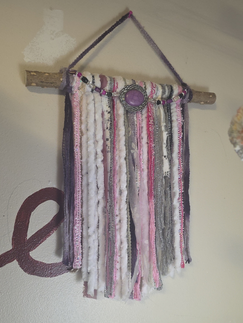 Handmade Pink & Gray Wall Hanging Tapestry